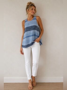 Anthropologie x Cloth & Stone Light Blue Striped Top